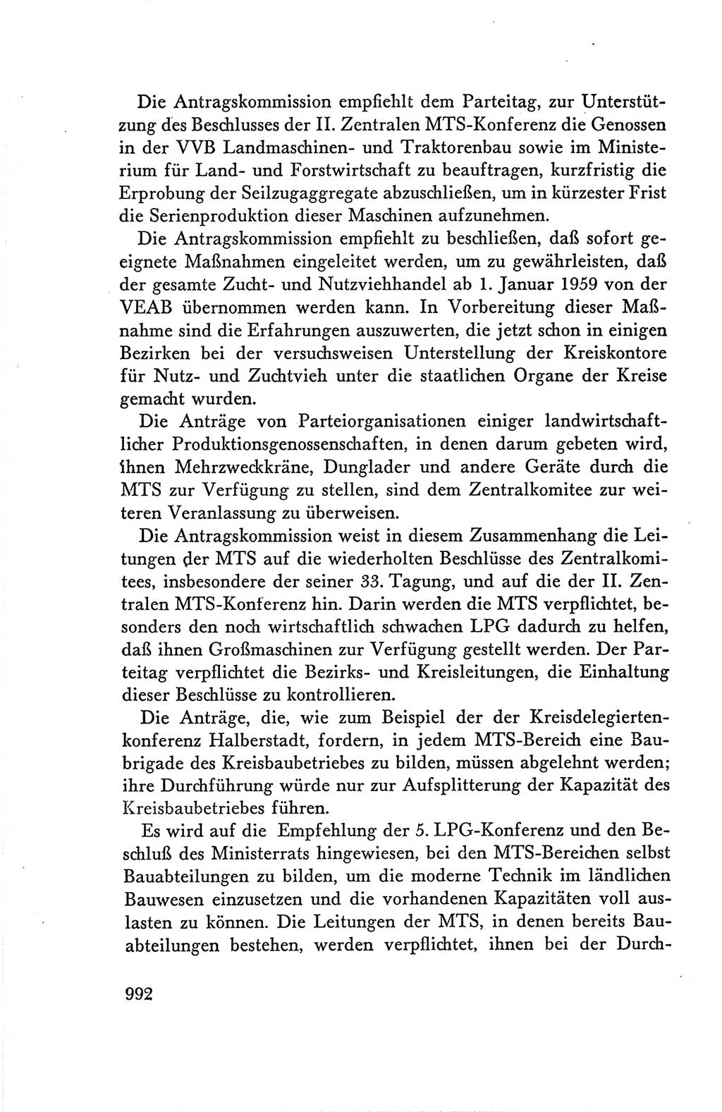 Protokoll der Verhandlungen des Ⅴ. Parteitages der Sozialistischen Einheitspartei Deutschlands (SED) [Deutsche Demokratische Republik (DDR)] 1958, Seite 992