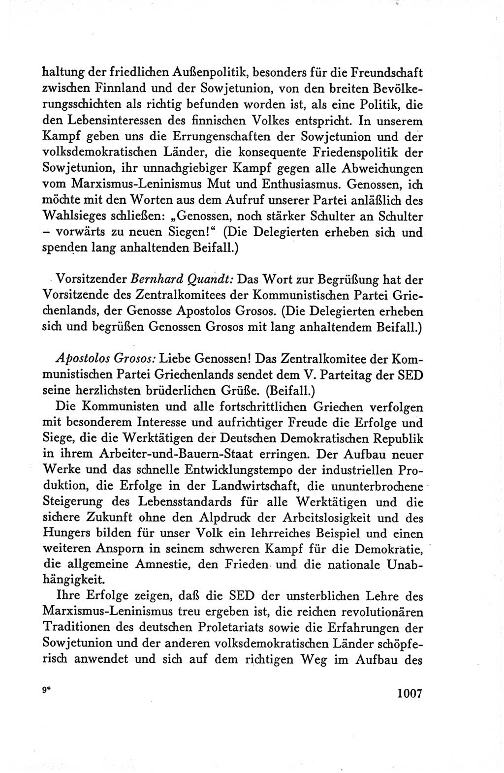 Protokoll der Verhandlungen des Ⅴ. Parteitages der Sozialistischen Einheitspartei Deutschlands (SED) [Deutsche Demokratische Republik (DDR)] 1958, Seite 1007