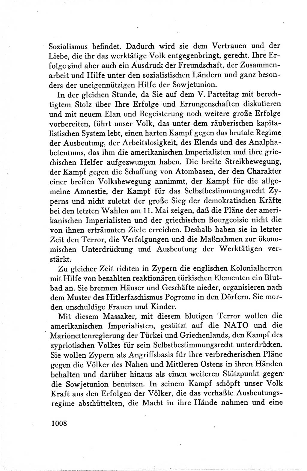 Protokoll der Verhandlungen des Ⅴ. Parteitages der Sozialistischen Einheitspartei Deutschlands (SED) [Deutsche Demokratische Republik (DDR)] 1958, Seite 1008