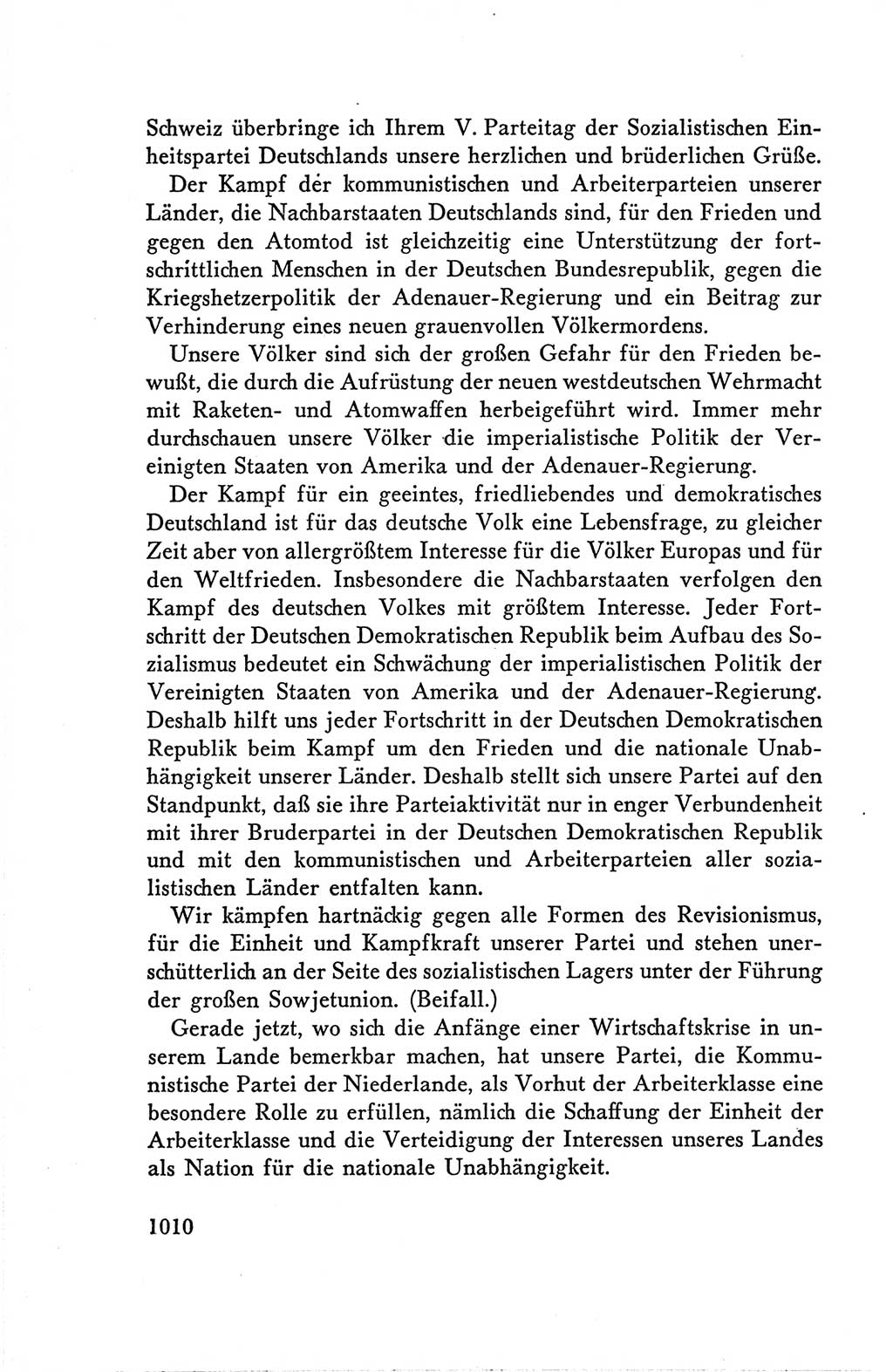 Protokoll der Verhandlungen des Ⅴ. Parteitages der Sozialistischen Einheitspartei Deutschlands (SED) [Deutsche Demokratische Republik (DDR)] 1958, Seite 1010