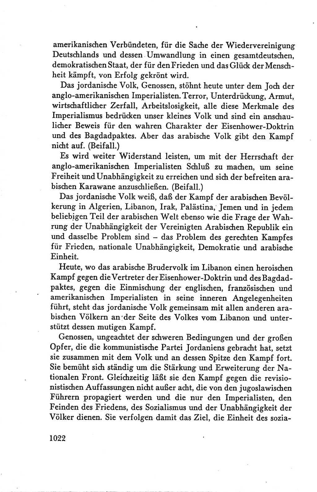 Protokoll der Verhandlungen des Ⅴ. Parteitages der Sozialistischen Einheitspartei Deutschlands (SED) [Deutsche Demokratische Republik (DDR)] 1958, Seite 1022
