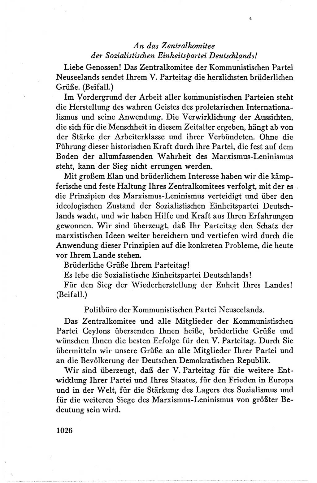 Protokoll der Verhandlungen des Ⅴ. Parteitages der Sozialistischen Einheitspartei Deutschlands (SED) [Deutsche Demokratische Republik (DDR)] 1958, Seite 1026