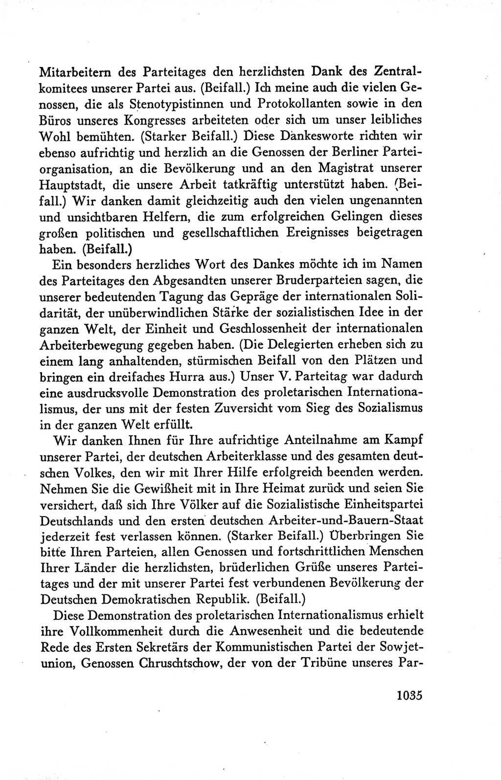 Protokoll der Verhandlungen des Ⅴ. Parteitages der Sozialistischen Einheitspartei Deutschlands (SED) [Deutsche Demokratische Republik (DDR)] 1958, Seite 1035