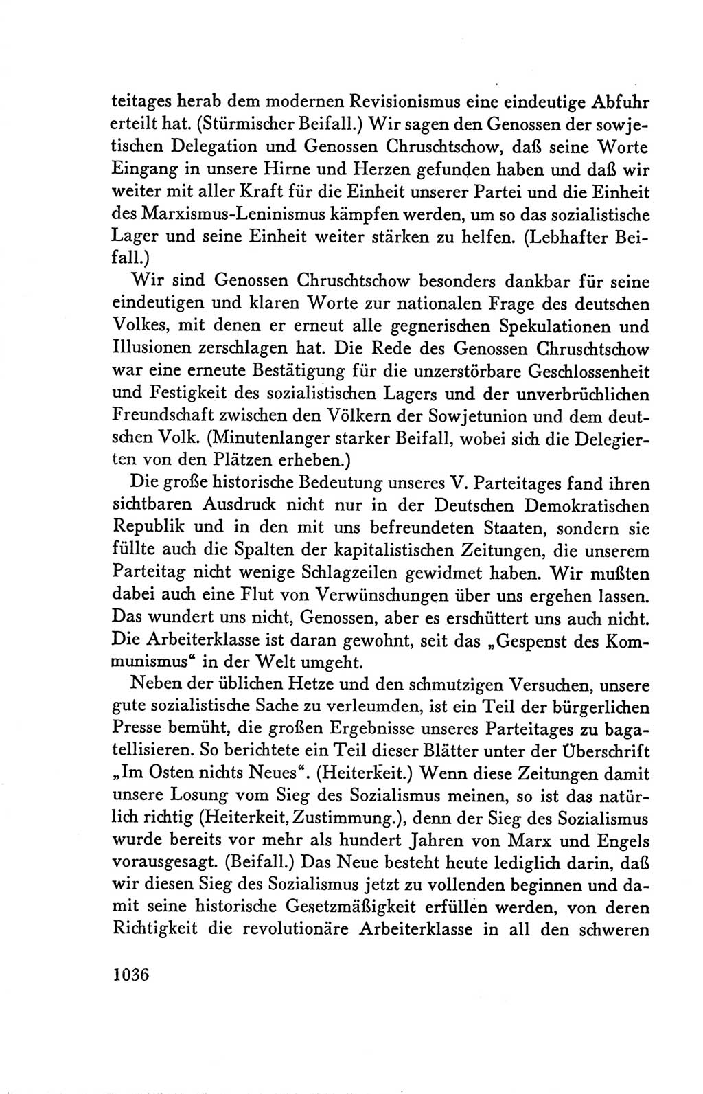Protokoll der Verhandlungen des Ⅴ. Parteitages der Sozialistischen Einheitspartei Deutschlands (SED) [Deutsche Demokratische Republik (DDR)] 1958, Seite 1036