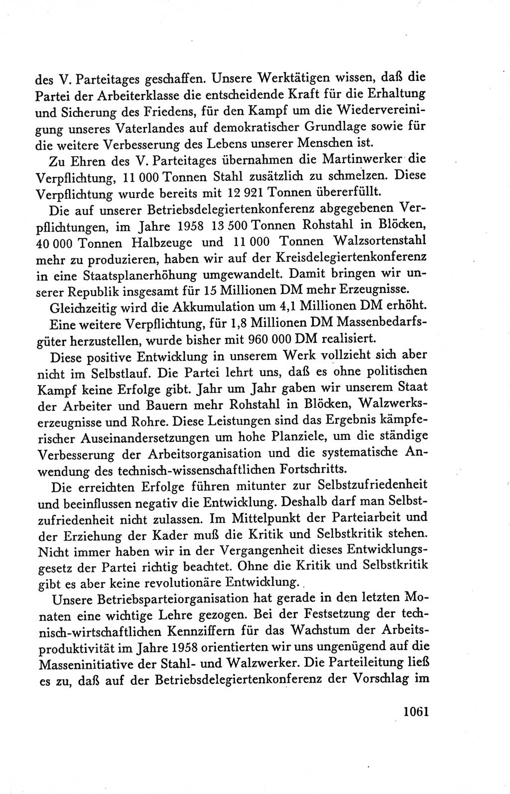 Protokoll der Verhandlungen des Ⅴ. Parteitages der Sozialistischen Einheitspartei Deutschlands (SED) [Deutsche Demokratische Republik (DDR)] 1958, Seite 1061