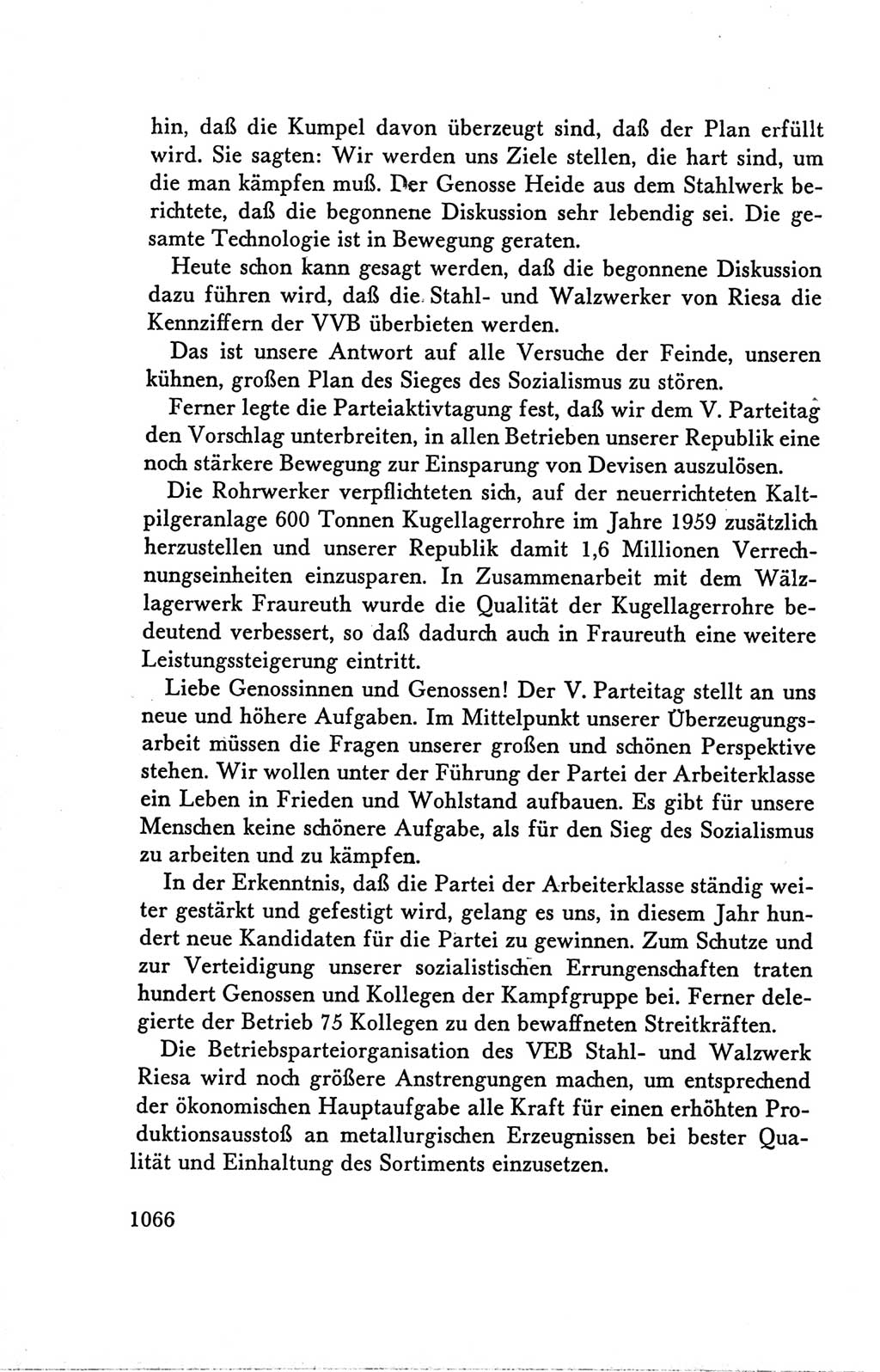 Protokoll der Verhandlungen des Ⅴ. Parteitages der Sozialistischen Einheitspartei Deutschlands (SED) [Deutsche Demokratische Republik (DDR)] 1958, Seite 1066