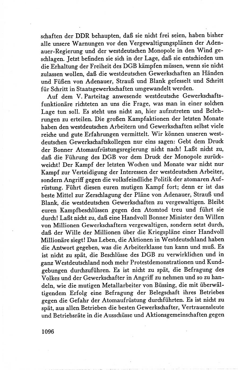 Protokoll der Verhandlungen des Ⅴ. Parteitages der Sozialistischen Einheitspartei Deutschlands (SED) [Deutsche Demokratische Republik (DDR)] 1958, Seite 1096