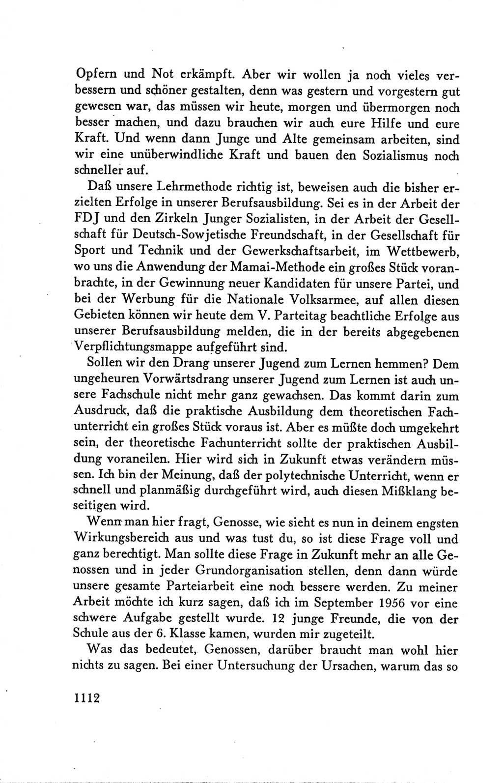 Protokoll der Verhandlungen des Ⅴ. Parteitages der Sozialistischen Einheitspartei Deutschlands (SED) [Deutsche Demokratische Republik (DDR)] 1958, Seite 1112