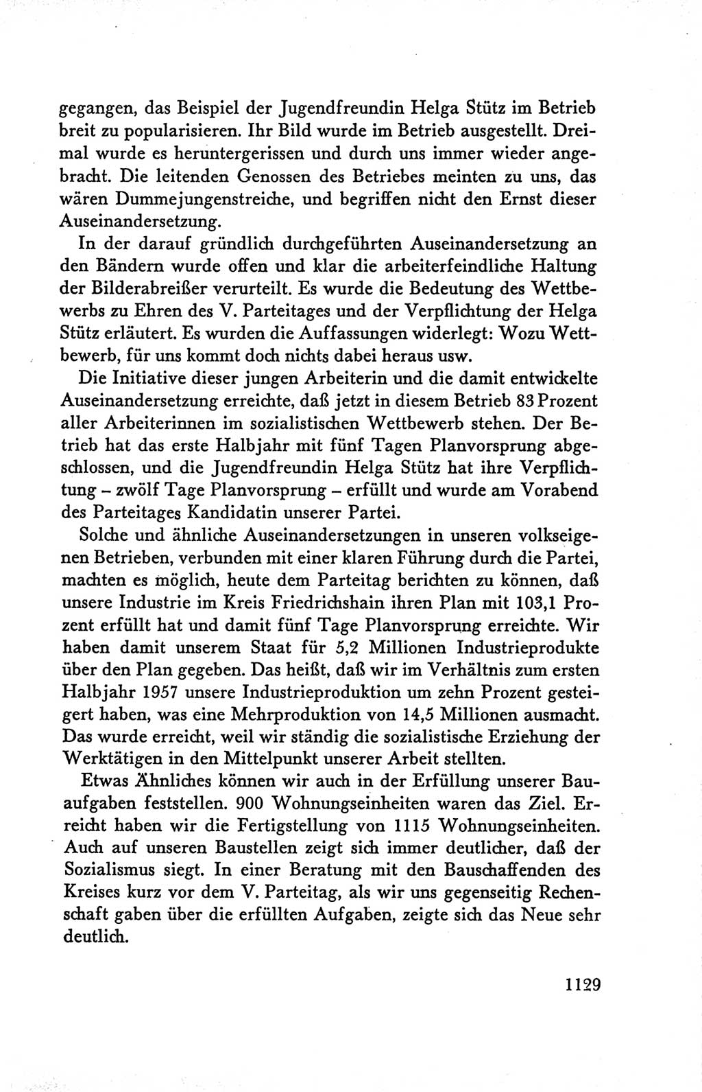 Protokoll der Verhandlungen des Ⅴ. Parteitages der Sozialistischen Einheitspartei Deutschlands (SED) [Deutsche Demokratische Republik (DDR)] 1958, Seite 1129