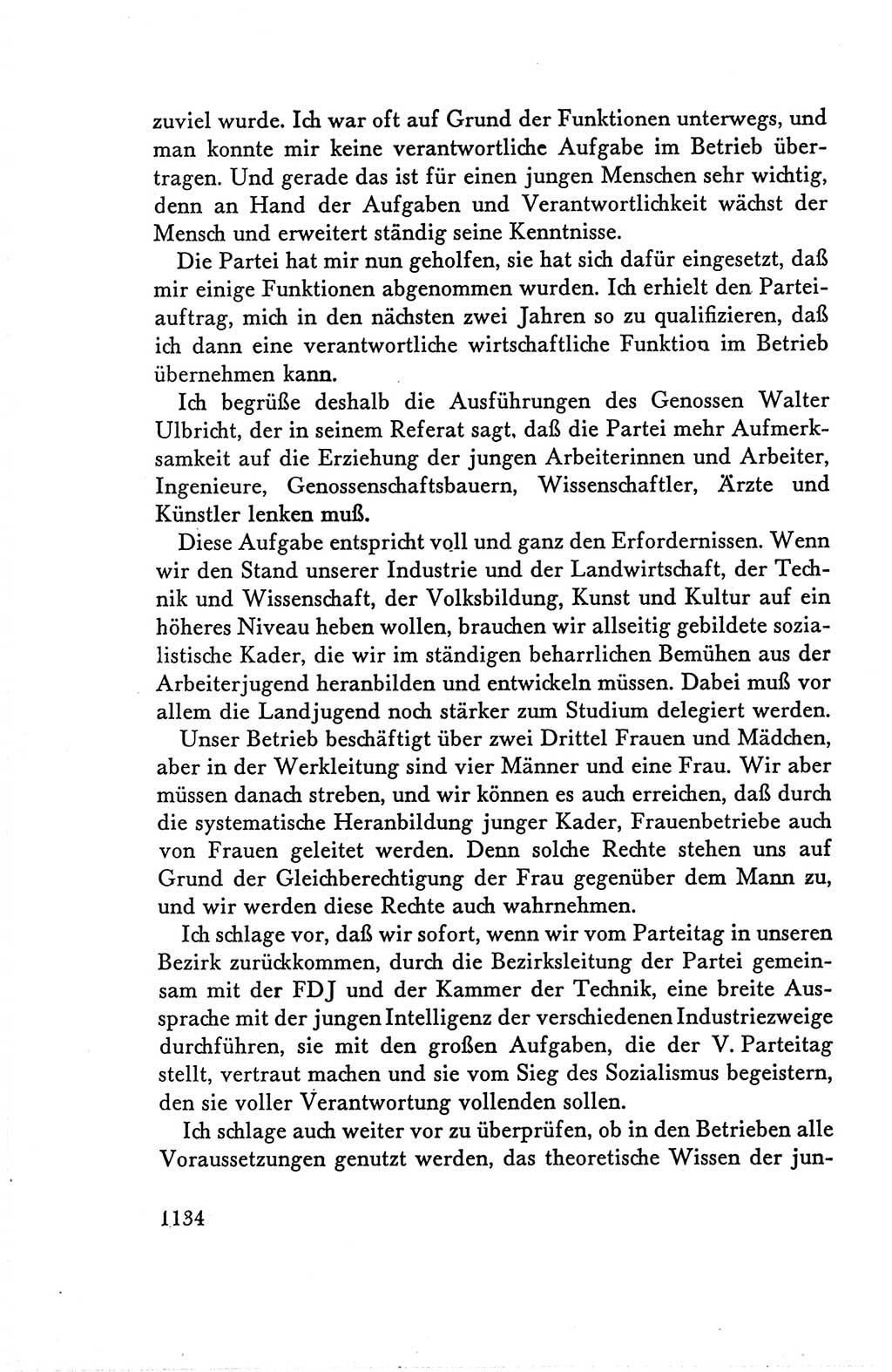 Protokoll der Verhandlungen des Ⅴ. Parteitages der Sozialistischen Einheitspartei Deutschlands (SED) [Deutsche Demokratische Republik (DDR)] 1958, Seite 1134