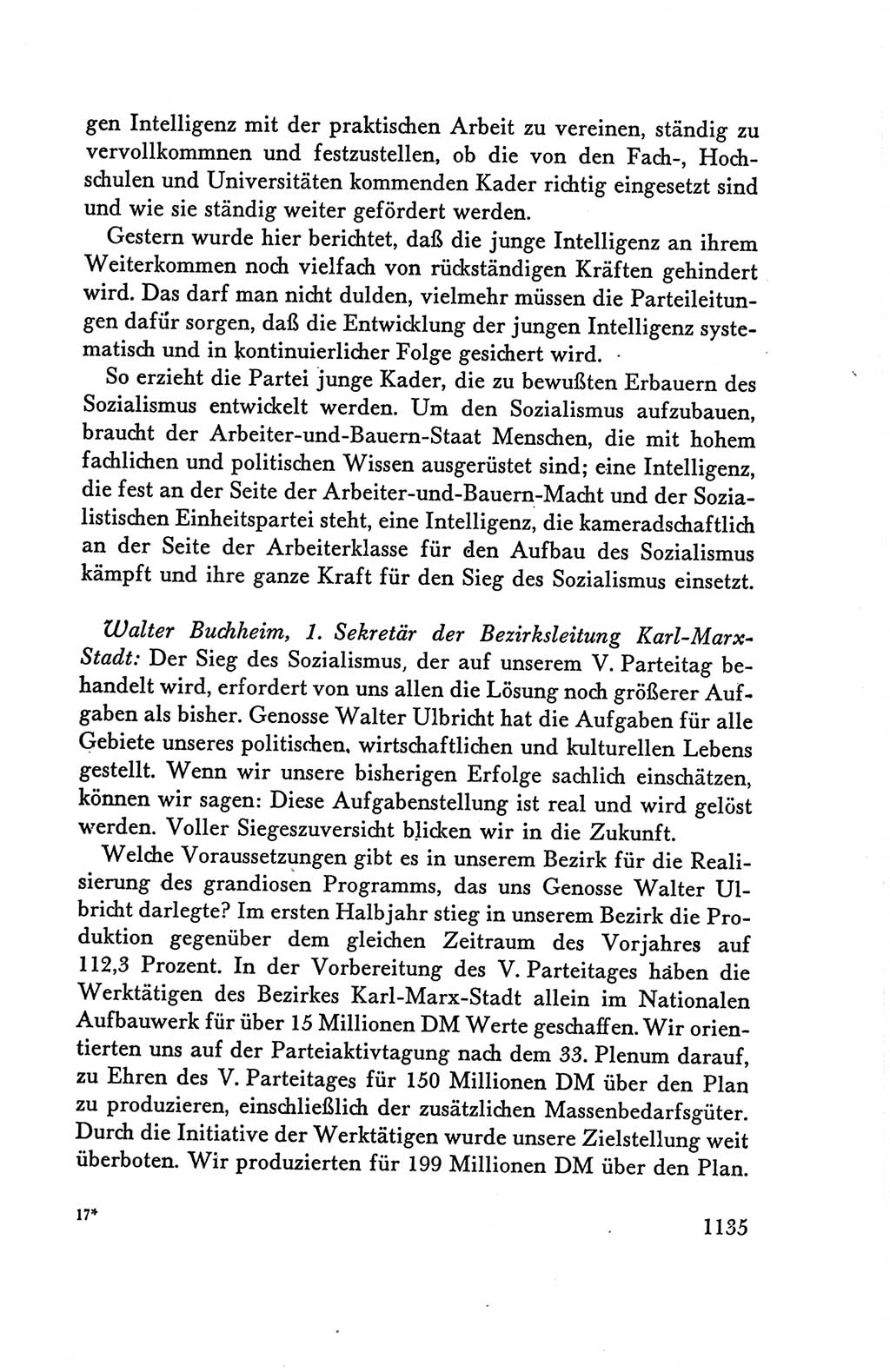 Protokoll der Verhandlungen des Ⅴ. Parteitages der Sozialistischen Einheitspartei Deutschlands (SED) [Deutsche Demokratische Republik (DDR)] 1958, Seite 1135
