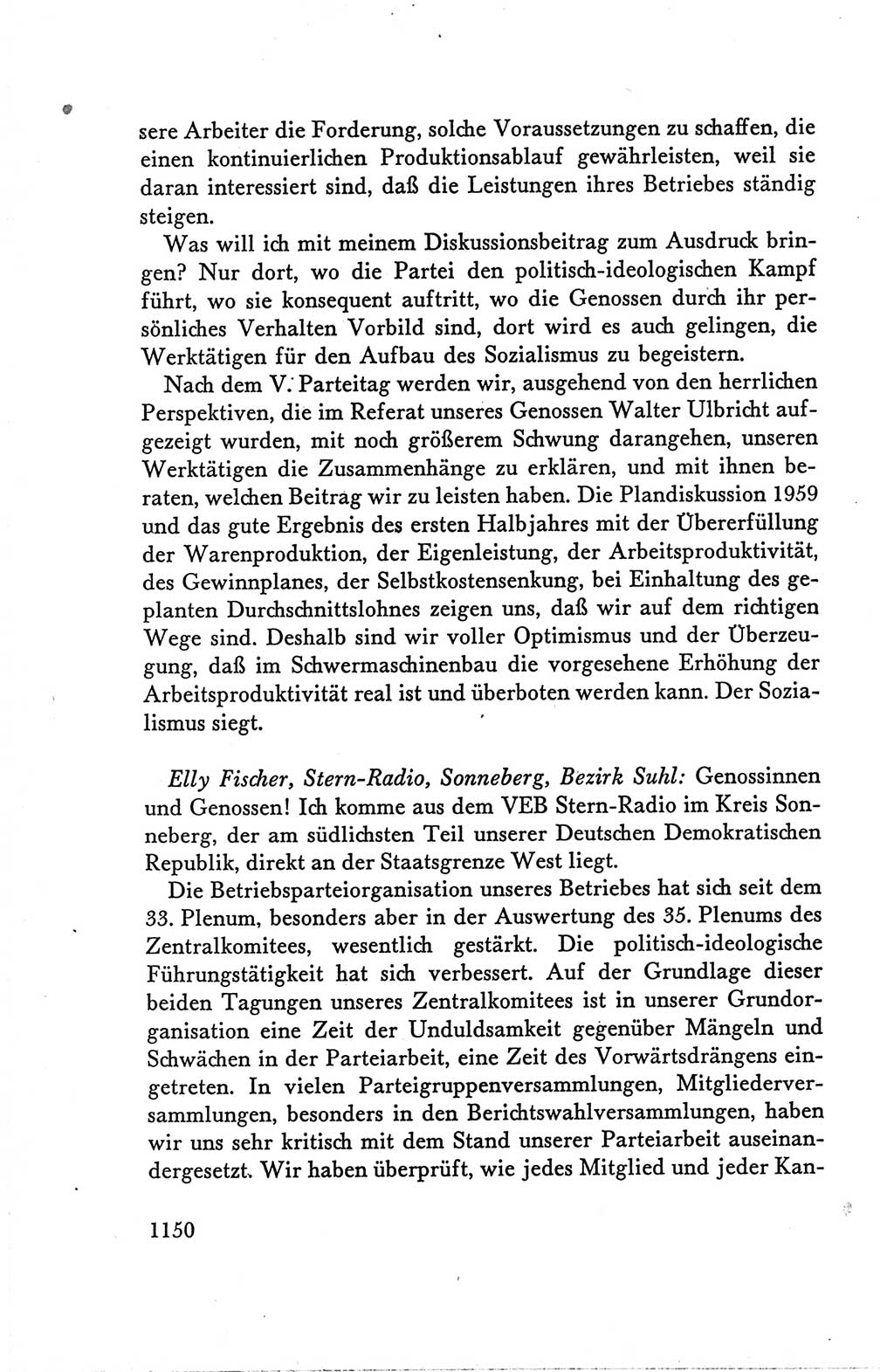 Protokoll der Verhandlungen des Ⅴ. Parteitages der Sozialistischen Einheitspartei Deutschlands (SED) [Deutsche Demokratische Republik (DDR)] 1958, Seite 1150