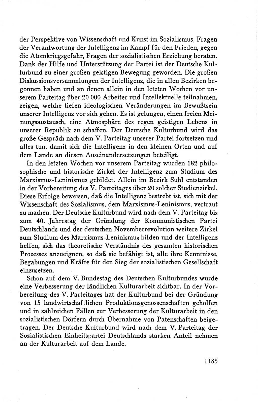 Protokoll der Verhandlungen des Ⅴ. Parteitages der Sozialistischen Einheitspartei Deutschlands (SED) [Deutsche Demokratische Republik (DDR)] 1958, Seite 1185