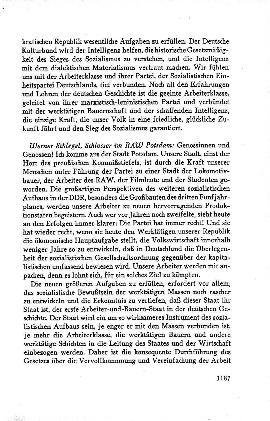 Protokoll der Verhandlungen des Ⅴ. Parteitages der Sozialistischen Einheitspartei Deutschlands (SED) [Deutsche Demokratische Republik (DDR)] 1958, Seite 1187