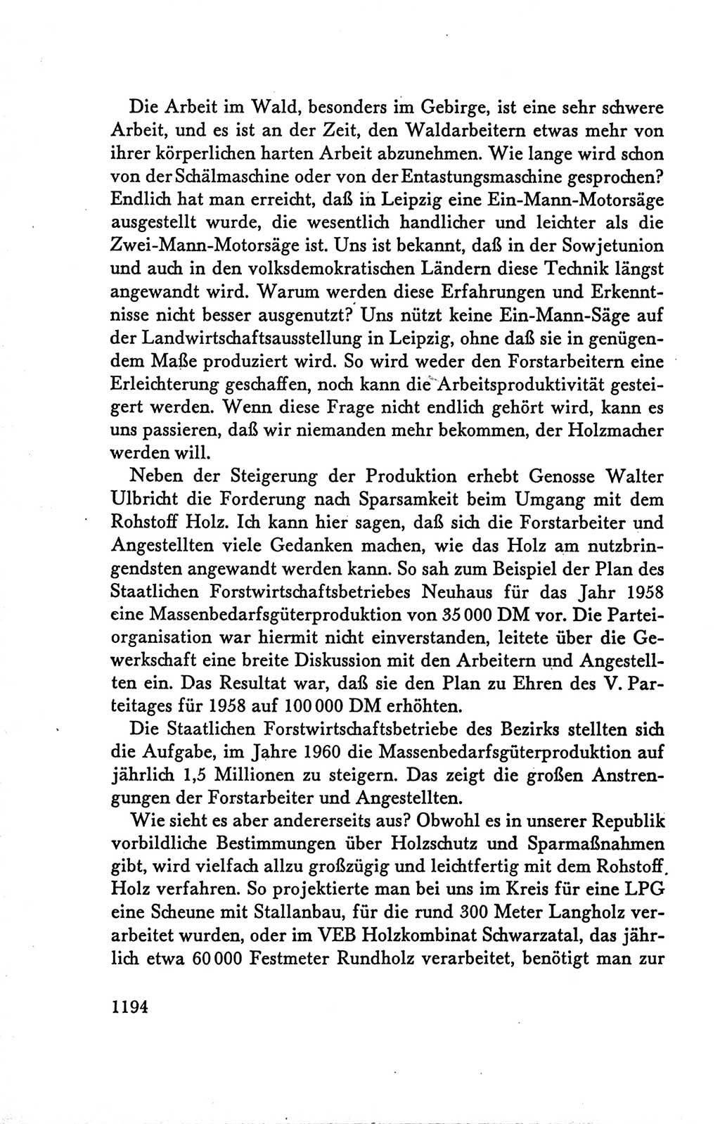 Protokoll der Verhandlungen des Ⅴ. Parteitages der Sozialistischen Einheitspartei Deutschlands (SED) [Deutsche Demokratische Republik (DDR)] 1958, Seite 1194