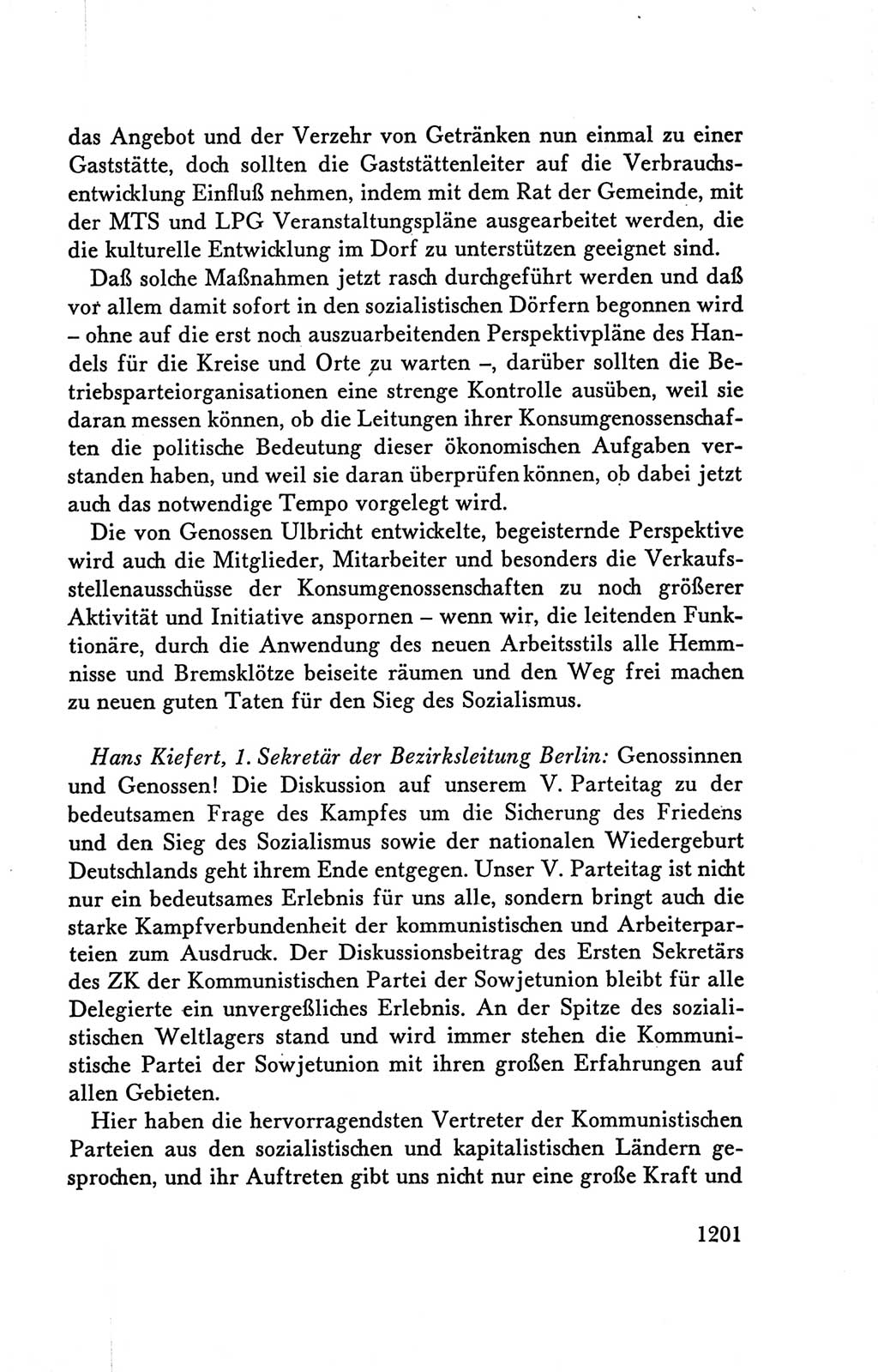 Protokoll der Verhandlungen des Ⅴ. Parteitages der Sozialistischen Einheitspartei Deutschlands (SED) [Deutsche Demokratische Republik (DDR)] 1958, Seite 1201