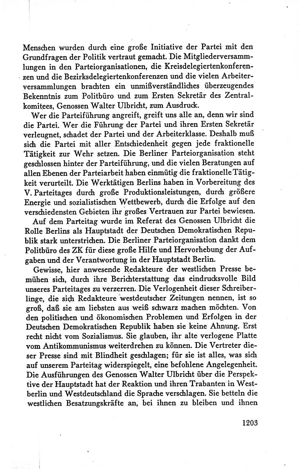Protokoll der Verhandlungen des Ⅴ. Parteitages der Sozialistischen Einheitspartei Deutschlands (SED) [Deutsche Demokratische Republik (DDR)] 1958, Seite 1203