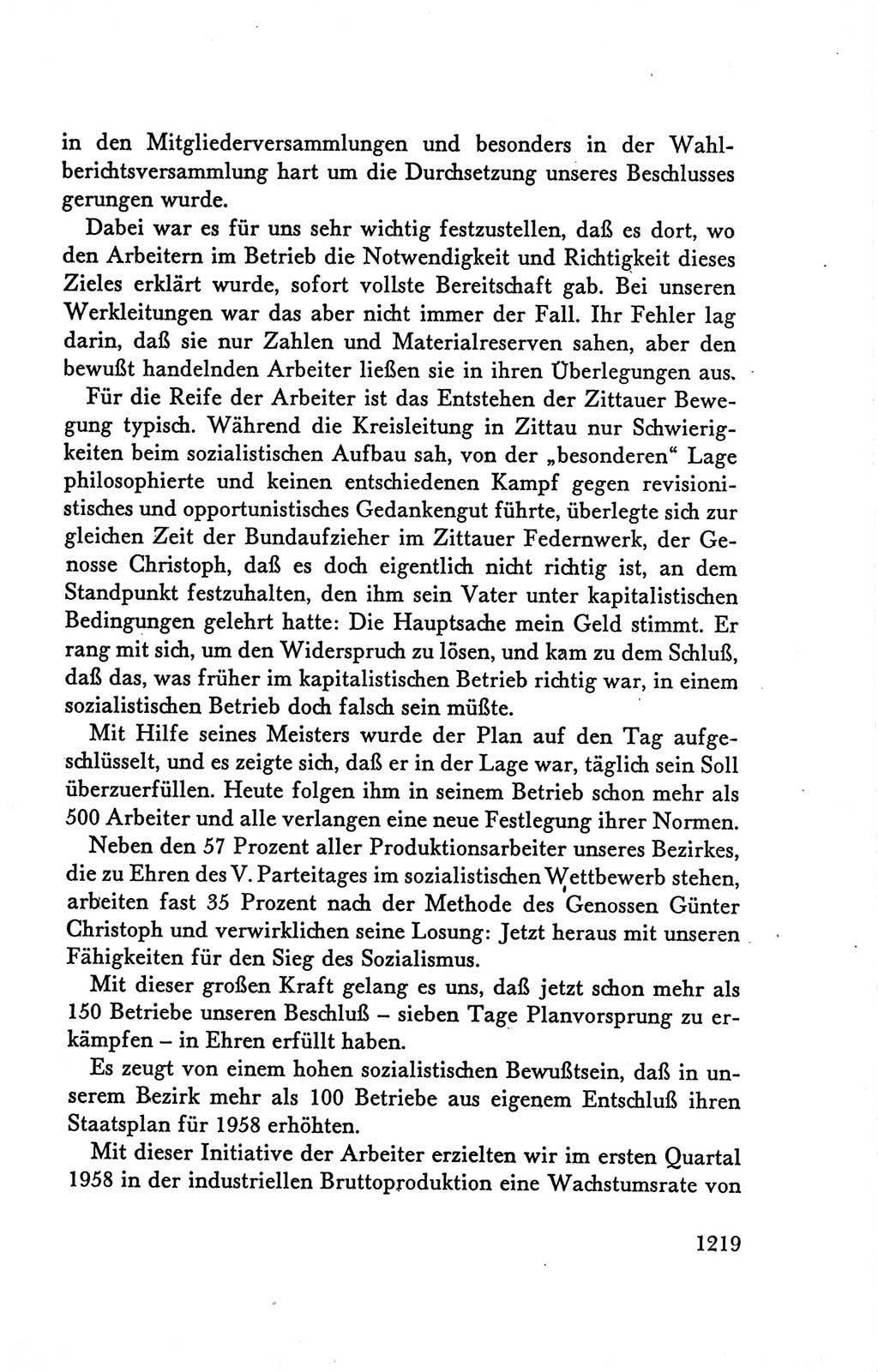 Protokoll der Verhandlungen des Ⅴ. Parteitages der Sozialistischen Einheitspartei Deutschlands (SED) [Deutsche Demokratische Republik (DDR)] 1958, Seite 1219