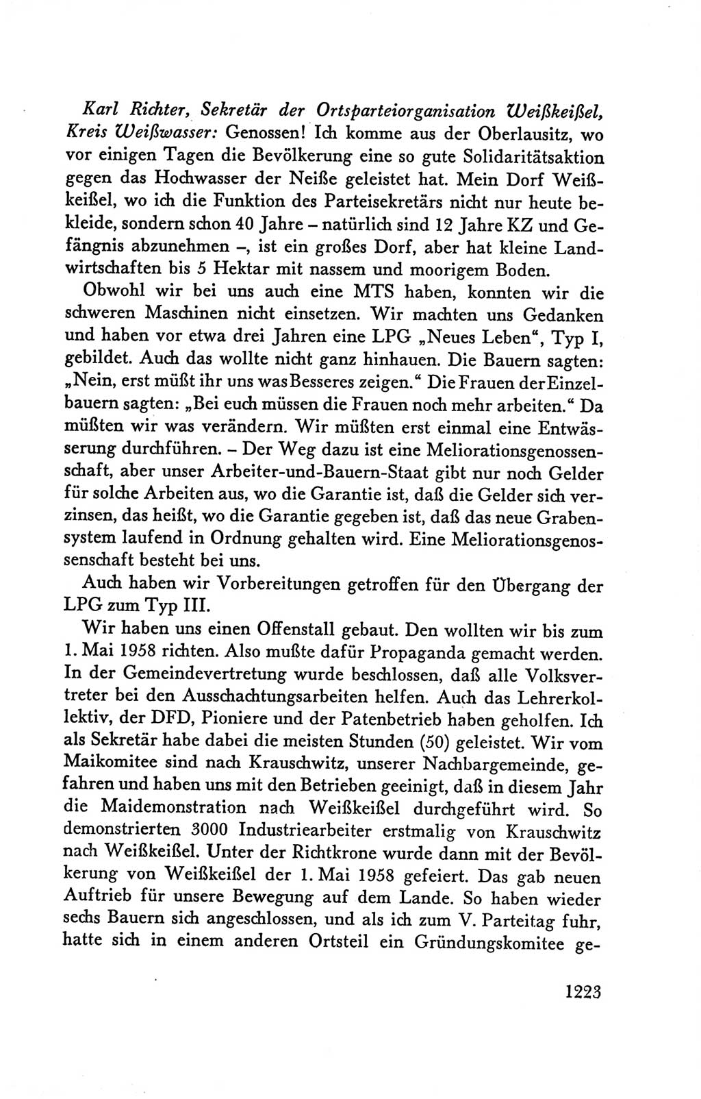 Protokoll der Verhandlungen des Ⅴ. Parteitages der Sozialistischen Einheitspartei Deutschlands (SED) [Deutsche Demokratische Republik (DDR)] 1958, Seite 1223