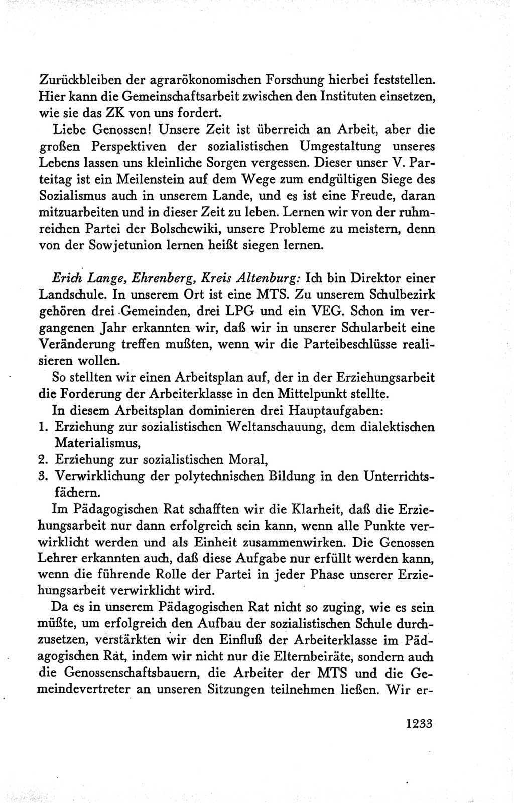 Protokoll der Verhandlungen des Ⅴ. Parteitages der Sozialistischen Einheitspartei Deutschlands (SED) [Deutsche Demokratische Republik (DDR)] 1958, Seite 1233