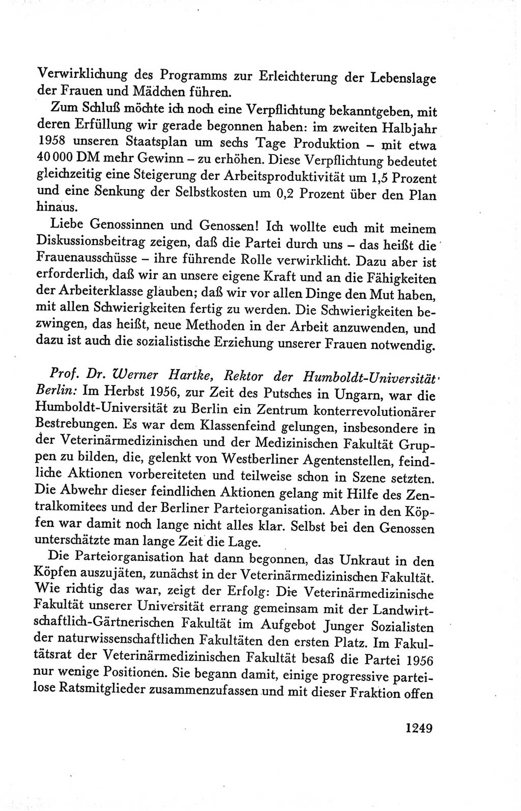 Protokoll der Verhandlungen des Ⅴ. Parteitages der Sozialistischen Einheitspartei Deutschlands (SED) [Deutsche Demokratische Republik (DDR)] 1958, Seite 1249