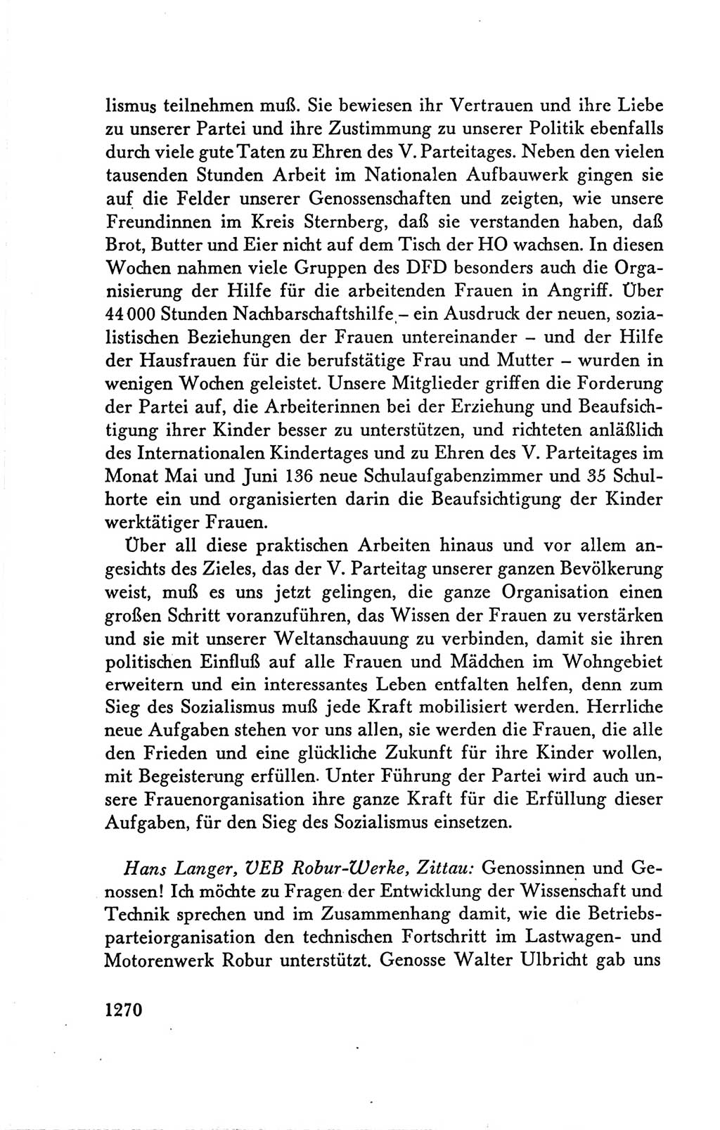 Protokoll der Verhandlungen des Ⅴ. Parteitages der Sozialistischen Einheitspartei Deutschlands (SED) [Deutsche Demokratische Republik (DDR)] 1958, Seite 1270