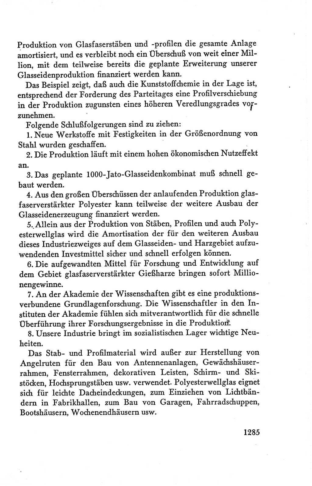 Protokoll der Verhandlungen des Ⅴ. Parteitages der Sozialistischen Einheitspartei Deutschlands (SED) [Deutsche Demokratische Republik (DDR)] 1958, Seite 1285