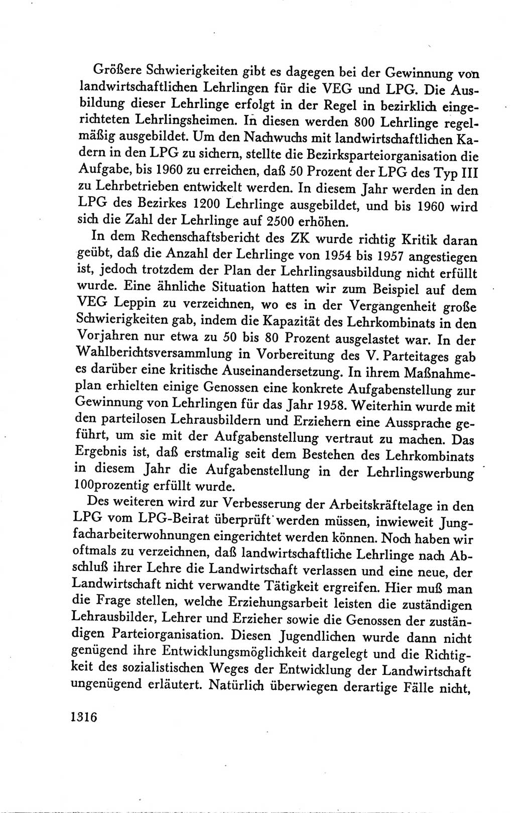 Protokoll der Verhandlungen des Ⅴ. Parteitages der Sozialistischen Einheitspartei Deutschlands (SED) [Deutsche Demokratische Republik (DDR)] 1958, Seite 1316