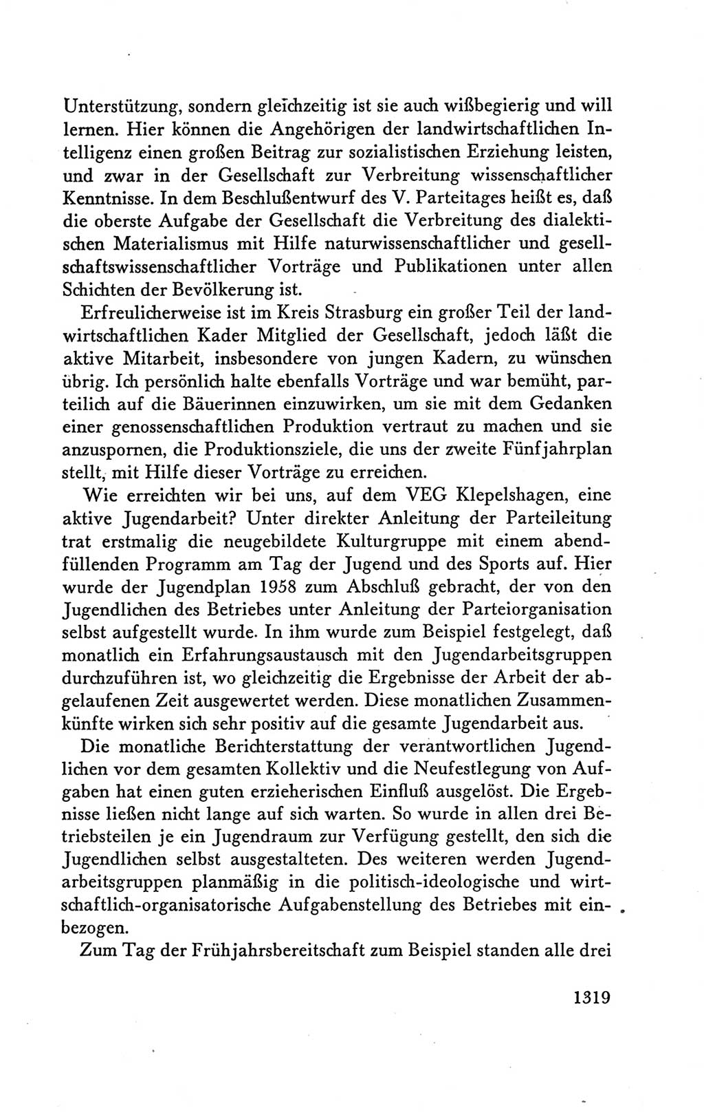 Protokoll der Verhandlungen des Ⅴ. Parteitages der Sozialistischen Einheitspartei Deutschlands (SED) [Deutsche Demokratische Republik (DDR)] 1958, Seite 1319