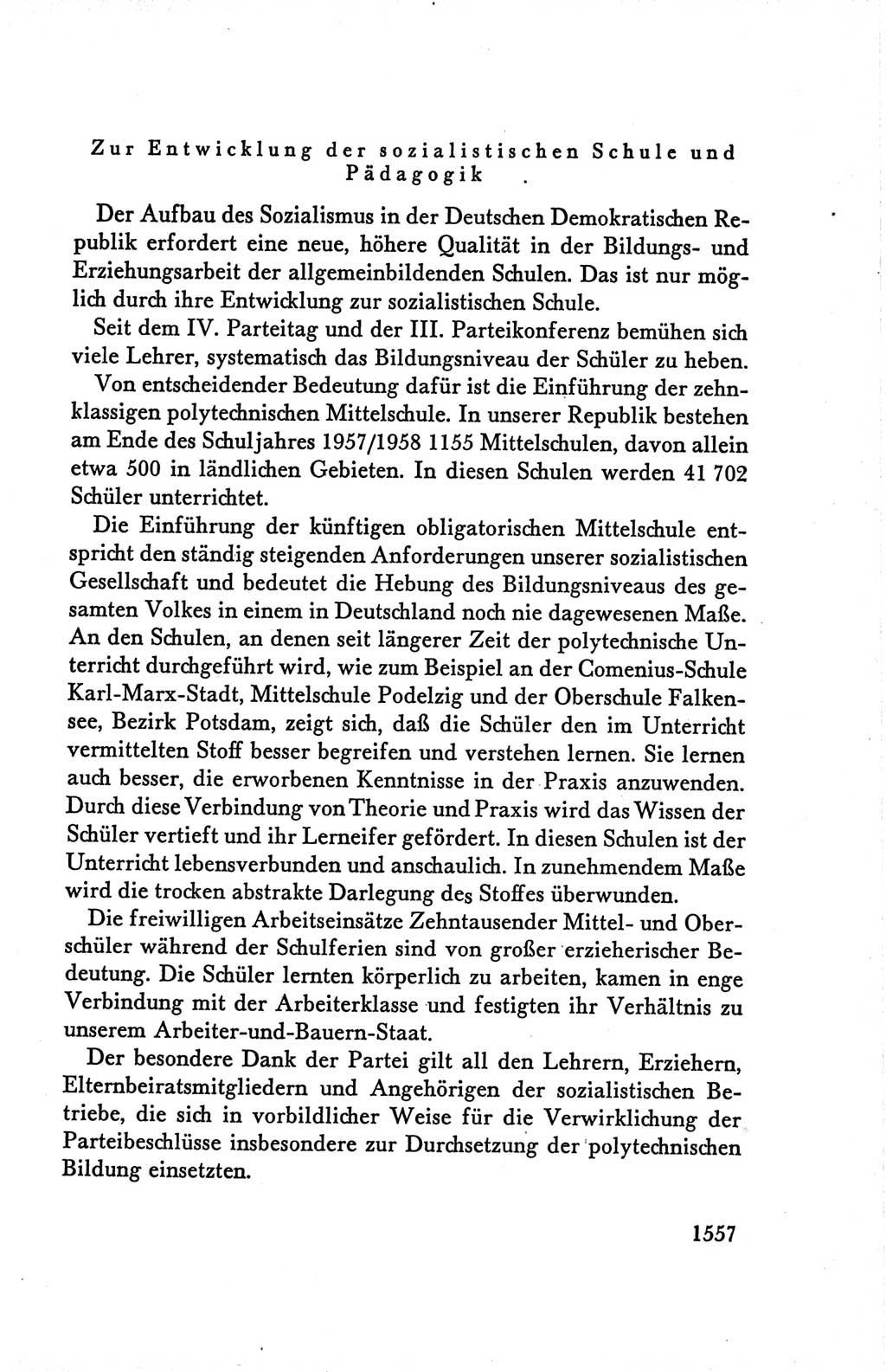 Protokoll der Verhandlungen des Ⅴ. Parteitages der Sozialistischen Einheitspartei Deutschlands (SED) [Deutsche Demokratische Republik (DDR)] 1958, Seite 1557