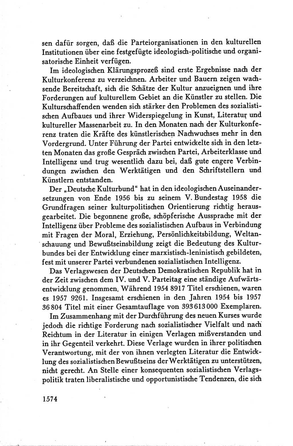 Protokoll der Verhandlungen des Ⅴ. Parteitages der Sozialistischen Einheitspartei Deutschlands (SED) [Deutsche Demokratische Republik (DDR)] 1958, Seite 1574
