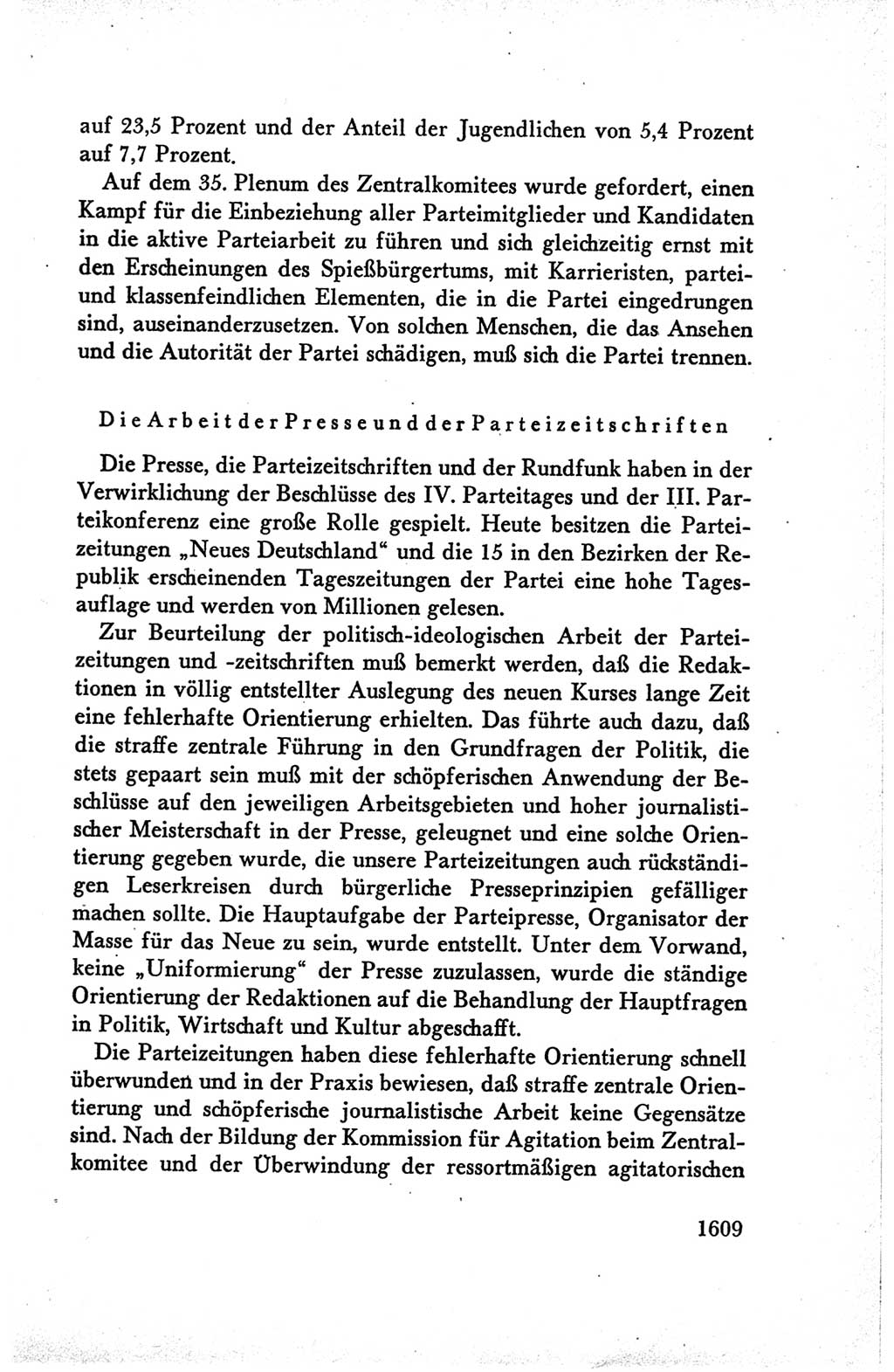 Protokoll der Verhandlungen des Ⅴ. Parteitages der Sozialistischen Einheitspartei Deutschlands (SED) [Deutsche Demokratische Republik (DDR)] 1958, Seite 1609