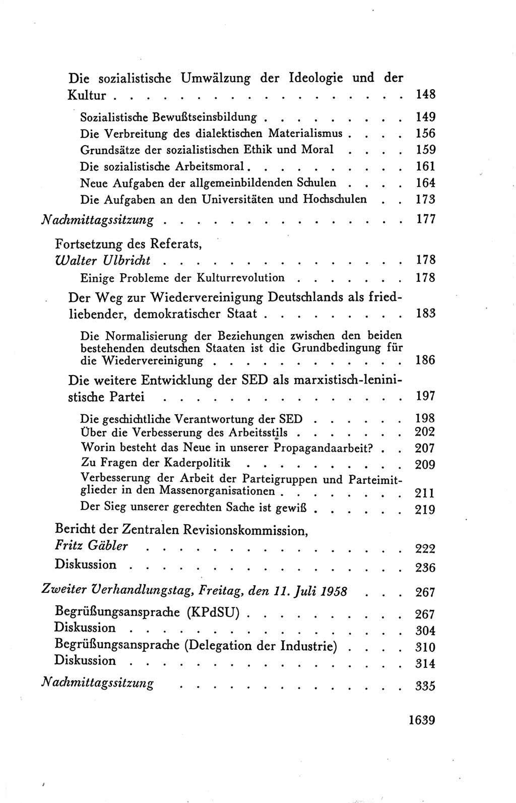 Protokoll der Verhandlungen des Ⅴ. Parteitages der Sozialistischen Einheitspartei Deutschlands (SED) [Deutsche Demokratische Republik (DDR)] 1958, Seite 1639