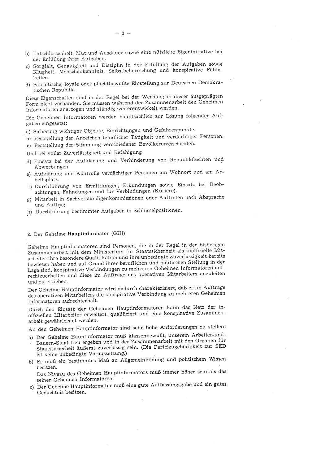 Richtlinie 1/58 für die Arbeit mit inoffiziellen Mitarbeitern im Gebiet der Deutschen Demokratischen Republik (DDR), Ministerium für Staatssicherheit (MfS), Der Minister (Mielke), Geheime Verschlußsache (GVS) 1336/58, Berlin 1958, Seite 8 (RL 1/58 DDR MfS Min. GVS 1336/58 1958, S. 8)