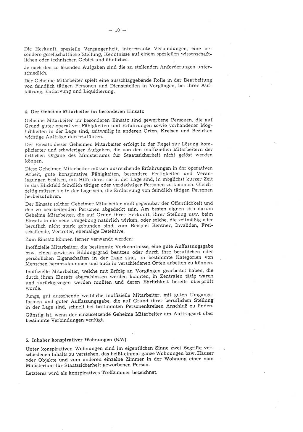 Richtlinie 1/58 für die Arbeit mit inoffiziellen Mitarbeitern im Gebiet der Deutschen Demokratischen Republik (DDR), Ministerium für Staatssicherheit (MfS), Der Minister (Mielke), Geheime Verschlußsache (GVS) 1336/58, Berlin 1958, Seite 10 (RL 1/58 DDR MfS Min. GVS 1336/58 1958, S. 10)