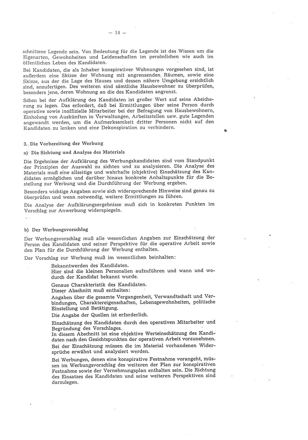 Richtlinie 1/58 für die Arbeit mit inoffiziellen Mitarbeitern im Gebiet der Deutschen Demokratischen Republik (DDR), Ministerium für Staatssicherheit (MfS), Der Minister (Mielke), Geheime Verschlußsache (GVS) 1336/58, Berlin 1958, Seite 14 (RL 1/58 DDR MfS Min. GVS 1336/58 1958, S. 14)