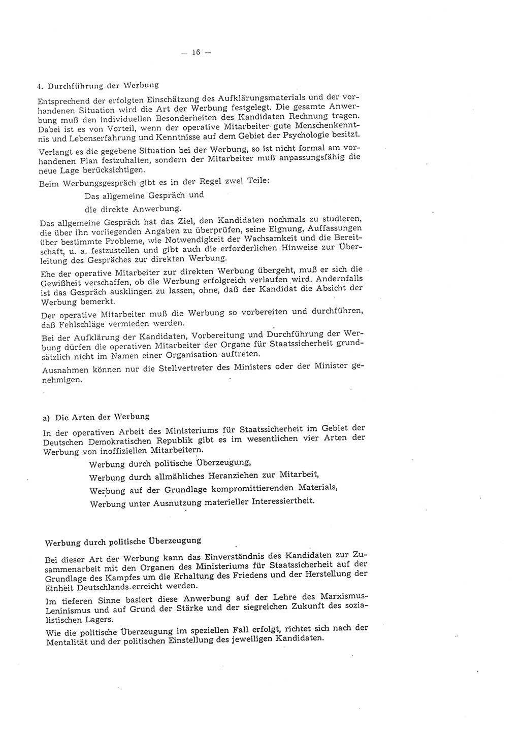 Richtlinie 1/58 für die Arbeit mit inoffiziellen Mitarbeitern im Gebiet der Deutschen Demokratischen Republik (DDR), Ministerium für Staatssicherheit (MfS), Der Minister (Mielke), Geheime Verschlußsache (GVS) 1336/58, Berlin 1958, Seite 16 (RL 1/58 DDR MfS Min. GVS 1336/58 1958, S. 16)