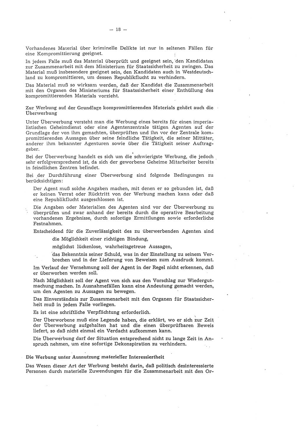 Richtlinie 1/58 für die Arbeit mit inoffiziellen Mitarbeitern im Gebiet der Deutschen Demokratischen Republik (DDR), Ministerium für Staatssicherheit (MfS), Der Minister (Mielke), Geheime Verschlußsache (GVS) 1336/58, Berlin 1958, Seite 18 (RL 1/58 DDR MfS Min. GVS 1336/58 1958, S. 18)