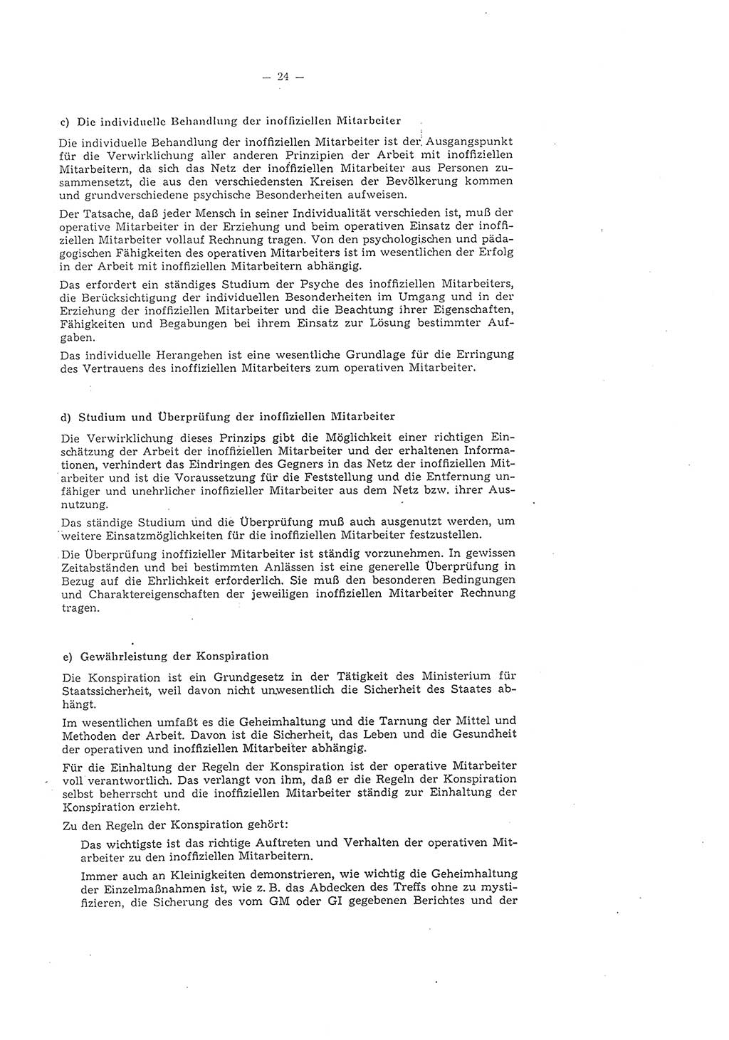 Richtlinie 1/58 fÃ¼r die Arbeit mit inoffiziellen Mitarbeitern im Gebiet der Deutschen Demokratischen Republik (DDR), Ministerium fÃ¼r Staatssicherheit (MfS), Der Minister (Mielke), Geheime VerschluÃŸsache (GVS) 1336/58, Berlin 1958, Seite 24 (RL 1/58 DDR MfS Min. GVS 1336/58 1958, S. 24)