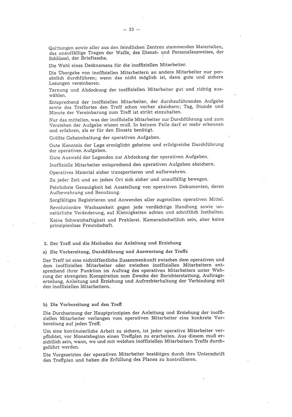 Richtlinie 1/58 für die Arbeit mit inoffiziellen Mitarbeitern im Gebiet der Deutschen Demokratischen Republik (DDR), Ministerium für Staatssicherheit (MfS), Der Minister (Mielke), Geheime Verschlußsache (GVS) 1336/58, Berlin 1958, Seite 25 (RL 1/58 DDR MfS Min. GVS 1336/58 1958, S. 25)