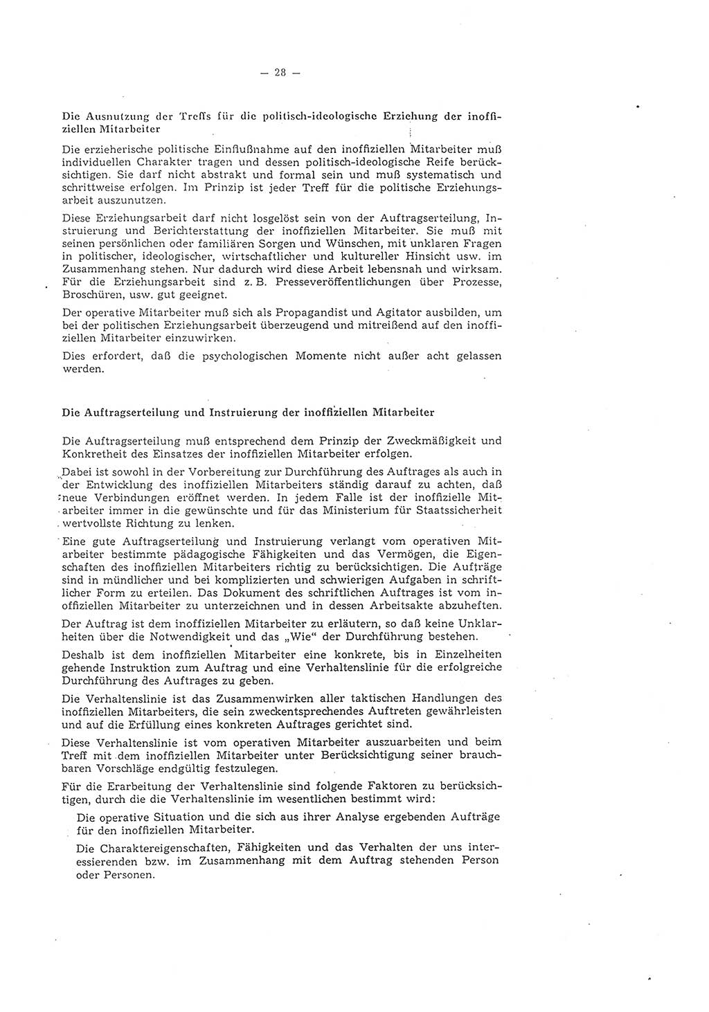Richtlinie 1/58 für die Arbeit mit inoffiziellen Mitarbeitern im Gebiet der Deutschen Demokratischen Republik (DDR), Ministerium für Staatssicherheit (MfS), Der Minister (Mielke), Geheime Verschlußsache (GVS) 1336/58, Berlin 1958, Seite 28 (RL 1/58 DDR MfS Min. GVS 1336/58 1958, S. 28)