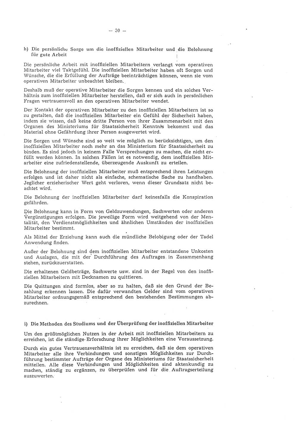 Richtlinie 1/58 für die Arbeit mit inoffiziellen Mitarbeitern im Gebiet der Deutschen Demokratischen Republik (DDR), Ministerium für Staatssicherheit (MfS), Der Minister (Mielke), Geheime Verschlußsache (GVS) 1336/58, Berlin 1958, Seite 30 (RL 1/58 DDR MfS Min. GVS 1336/58 1958, S. 30)