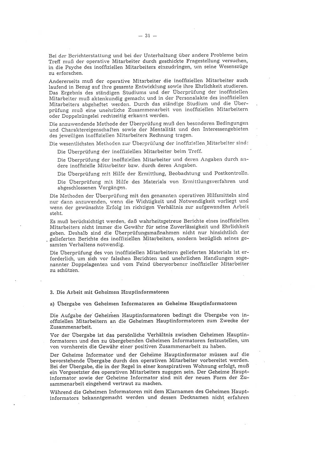 Richtlinie 1/58 für die Arbeit mit inoffiziellen Mitarbeitern im Gebiet der Deutschen Demokratischen Republik (DDR), Ministerium für Staatssicherheit (MfS), Der Minister (Mielke), Geheime Verschlußsache (GVS) 1336/58, Berlin 1958, Seite 31 (RL 1/58 DDR MfS Min. GVS 1336/58 1958, S. 31)