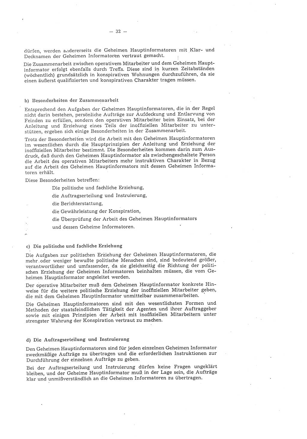 Richtlinie 1/58 für die Arbeit mit inoffiziellen Mitarbeitern im Gebiet der Deutschen Demokratischen Republik (DDR), Ministerium für Staatssicherheit (MfS), Der Minister (Mielke), Geheime Verschlußsache (GVS) 1336/58, Berlin 1958, Seite 32 (RL 1/58 DDR MfS Min. GVS 1336/58 1958, S. 32)