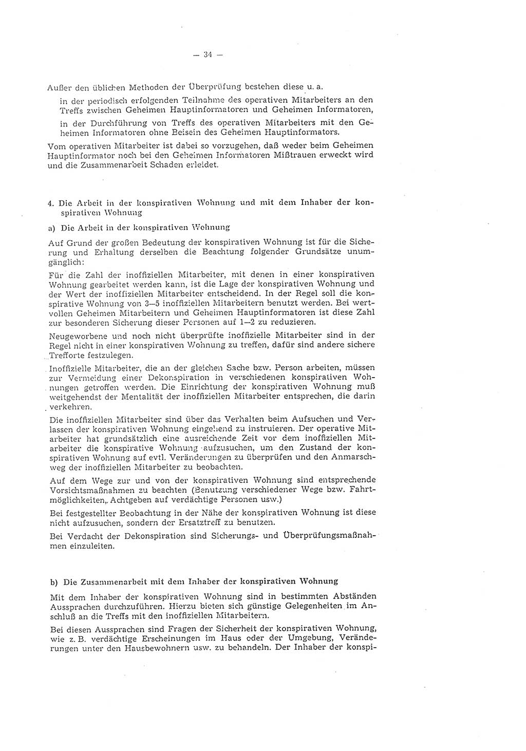 Richtlinie 1/58 für die Arbeit mit inoffiziellen Mitarbeitern im Gebiet der Deutschen Demokratischen Republik (DDR), Ministerium für Staatssicherheit (MfS), Der Minister (Mielke), Geheime Verschlußsache (GVS) 1336/58, Berlin 1958, Seite 34 (RL 1/58 DDR MfS Min. GVS 1336/58 1958, S. 34)