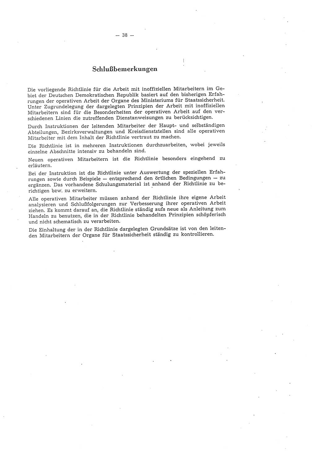 Richtlinie 1/58 für die Arbeit mit inoffiziellen Mitarbeitern im Gebiet der Deutschen Demokratischen Republik (DDR), Ministerium für Staatssicherheit (MfS), Der Minister (Mielke), Geheime Verschlußsache (GVS) 1336/58, Berlin 1958, Seite 38 (RL 1/58 DDR MfS Min. GVS 1336/58 1958, S. 38)