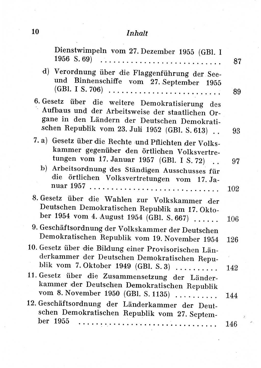 Staats- und verwaltungsrechtliche Gesetze der Deutschen Demokratischen Republik (DDR) 1958, Seite 10 (StVerwR Ges. DDR 1958, S. 10)