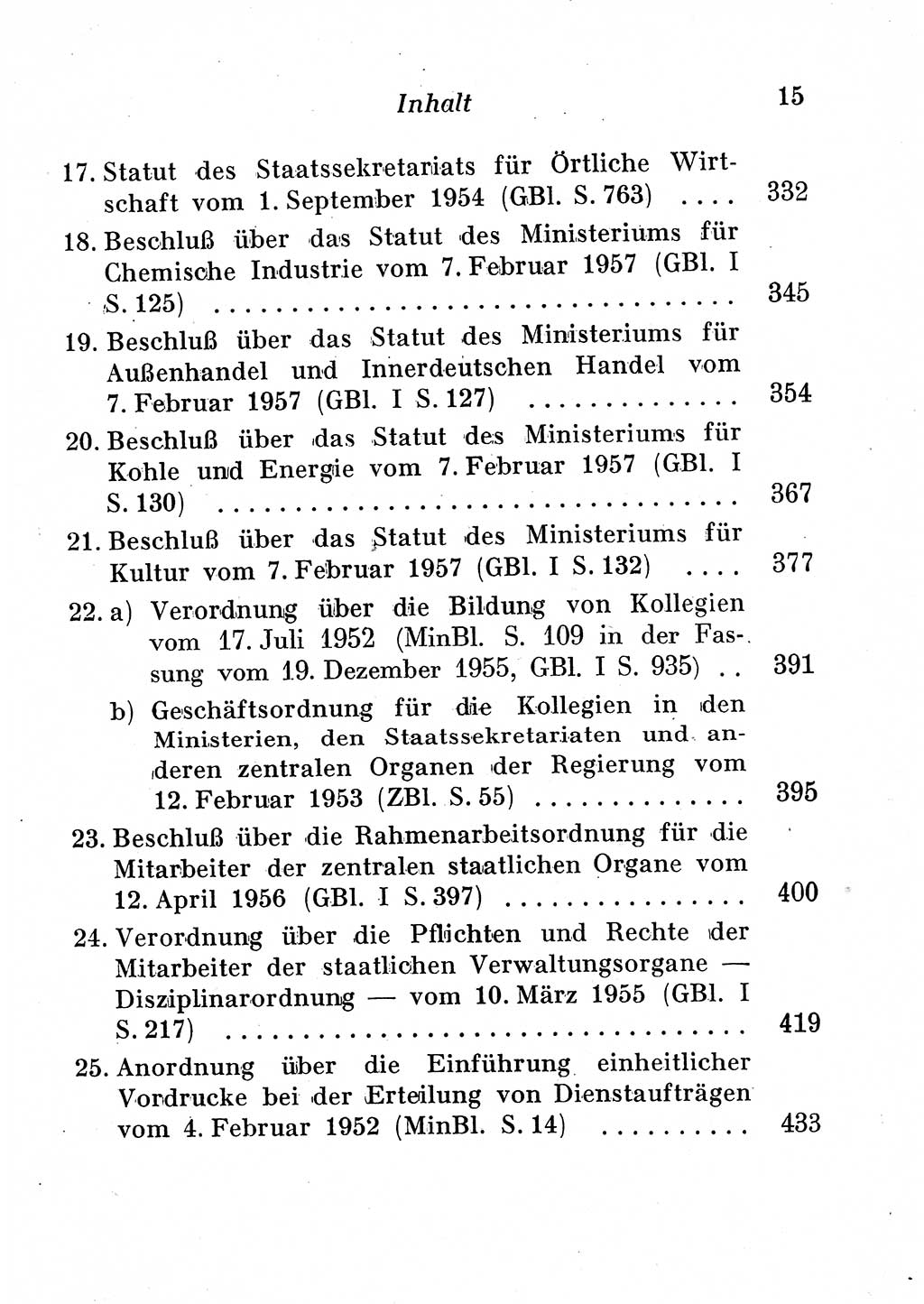 Staats- und verwaltungsrechtliche Gesetze der Deutschen Demokratischen Republik (DDR) 1958, Seite 15 (StVerwR Ges. DDR 1958, S. 15)