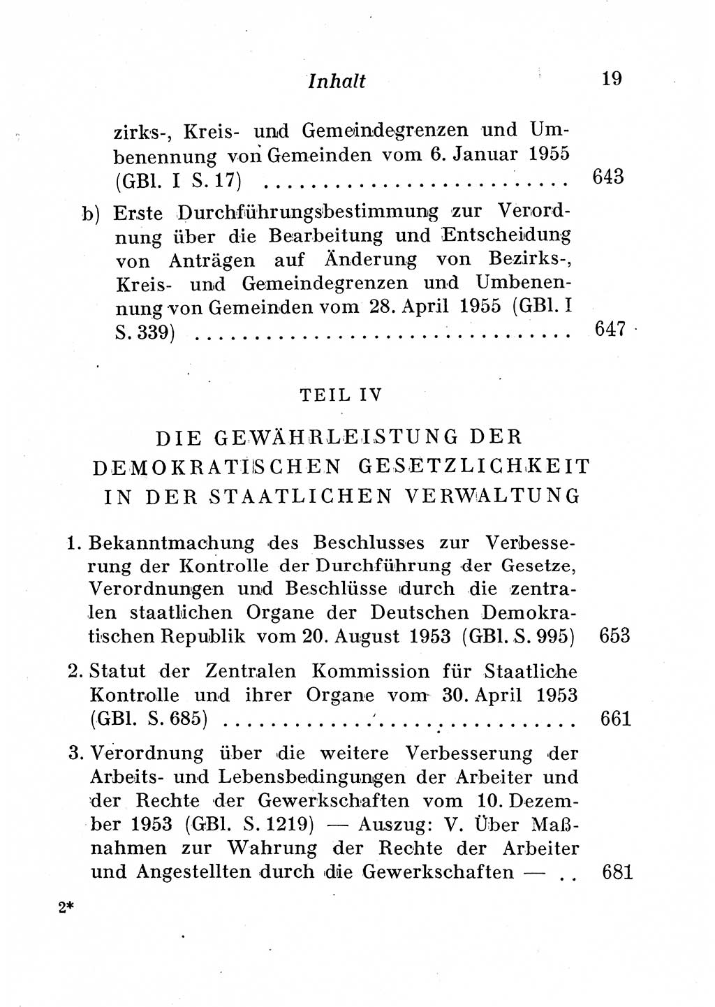 Staats- und verwaltungsrechtliche Gesetze der Deutschen Demokratischen Republik (DDR) 1958, Seite 19 (StVerwR Ges. DDR 1958, S. 19)