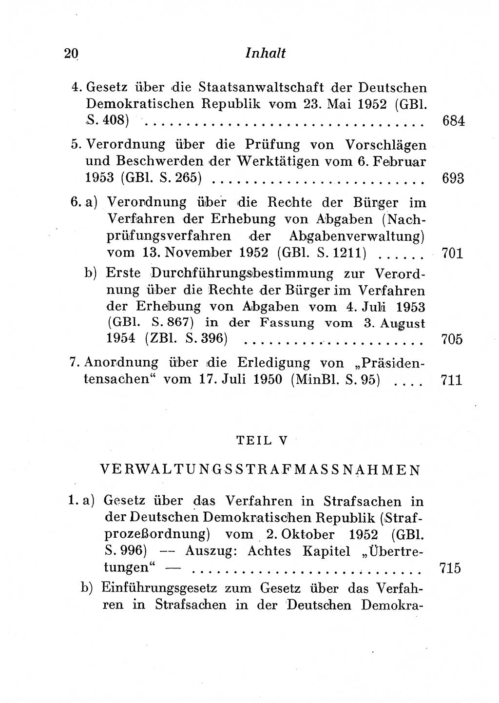 Staats- und verwaltungsrechtliche Gesetze der Deutschen Demokratischen Republik (DDR) 1958, Seite 20 (StVerwR Ges. DDR 1958, S. 20)